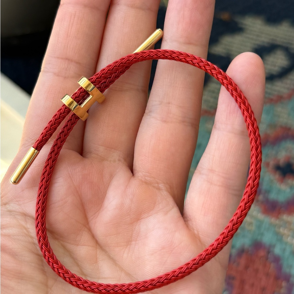 Unisex Red 🔴 Rope Stainless Steel Pull H Bracelet - Picture 6 of 9